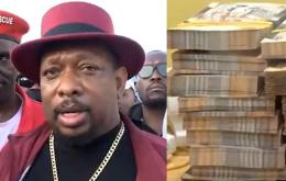 Collage photo of Mike Sonko and bundles of cash.